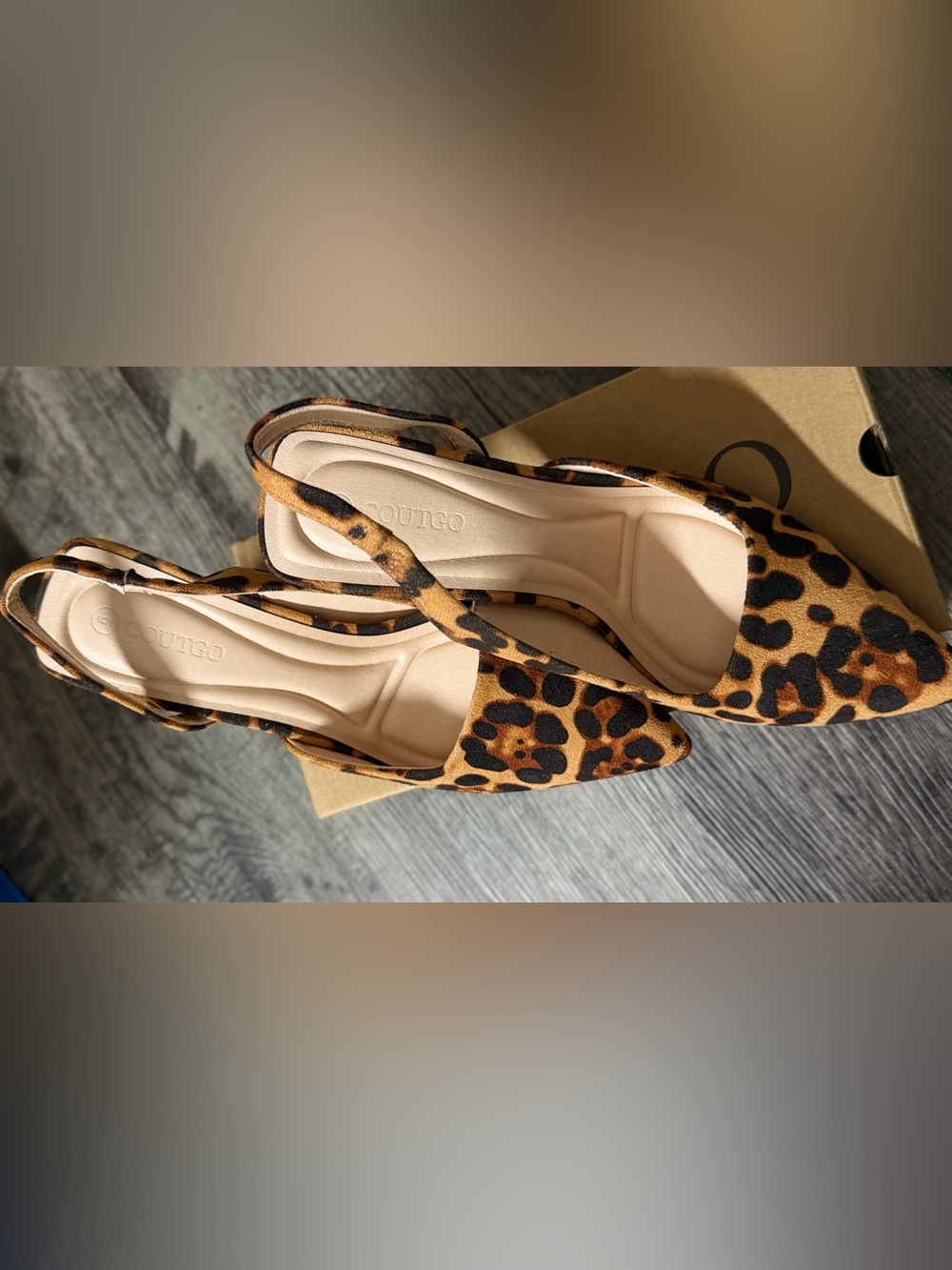 Amazon Leopard Print Pointed Slingback Flats - Tan & Black